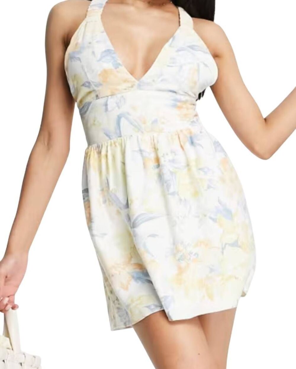 Abercrombie & Fitch Dress Women's XL Tall Ivory Scrunchie Strap Skort Romper